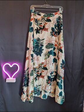 Women's Cream Floral Maxi Skirt